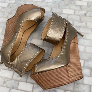 Zanotti platform sky high  wedge metallic gold size 37